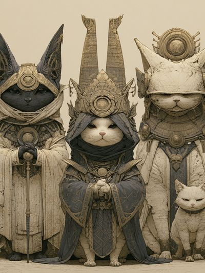 Mystic Cats Fantasy Illustration Poster. poster