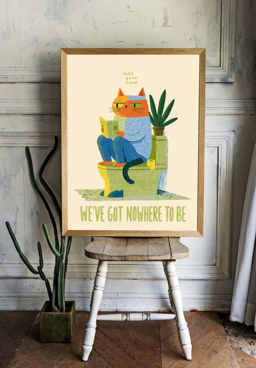Cat Reading Quote Typography Poster. room preview