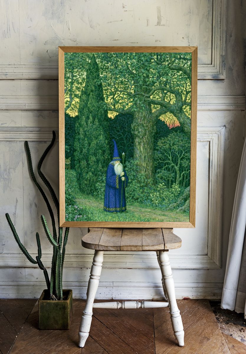 Forest Wizard — Fantasy Illustration Print. — room view 1