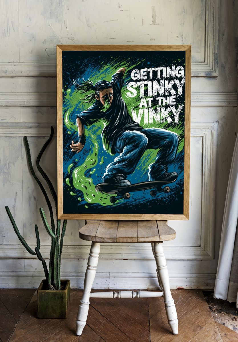 Skateboarder Stinky Trick Poster. — room view 1