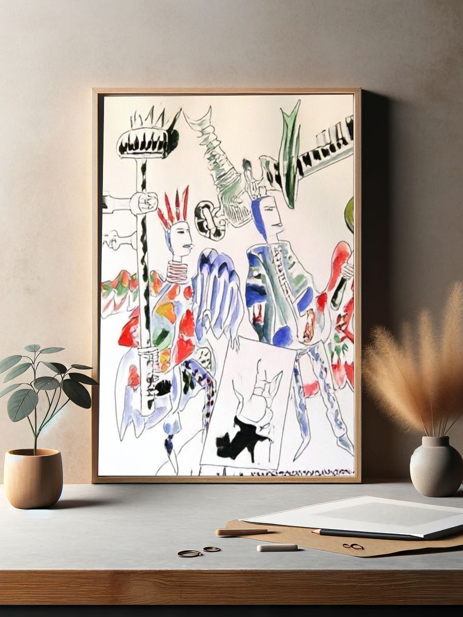 Abstract Figures Watercolor Print. — room view 2