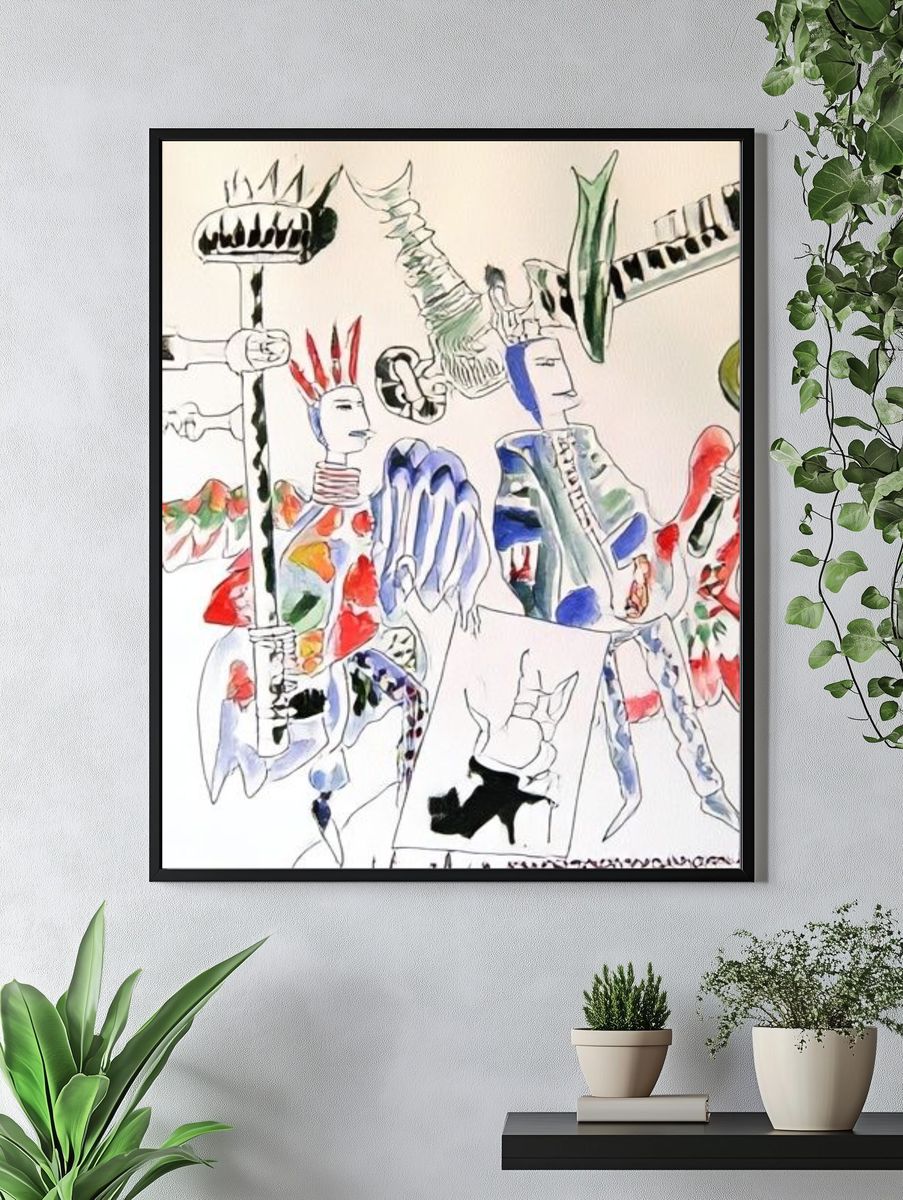 Abstract Figures Watercolor Print. — room view 4