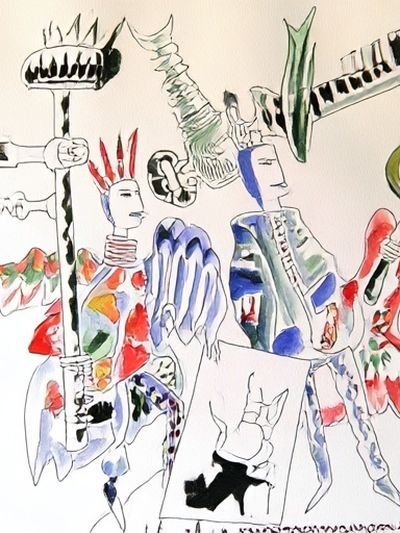 Abstract Figures Watercolor Print. poster
