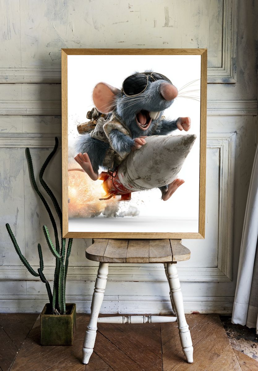 Rocket Rat Cartoon Poster. room preview