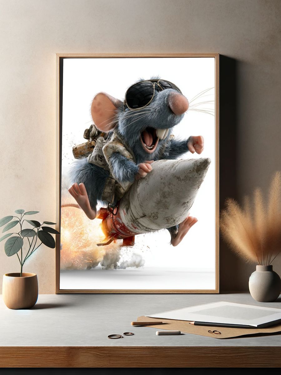 Rocket Rat Cartoon Poster. — room view 2