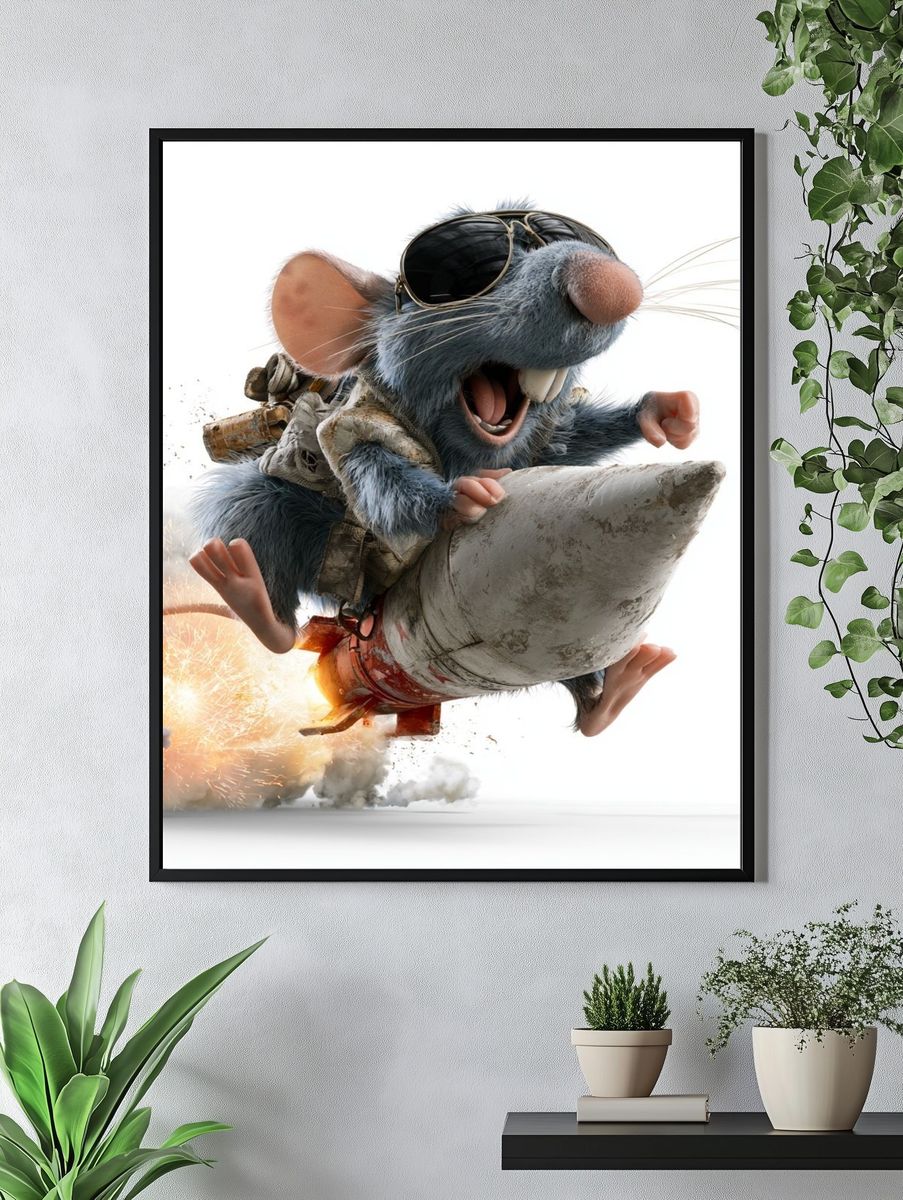 Rocket Rat Cartoon Poster. — room view 4