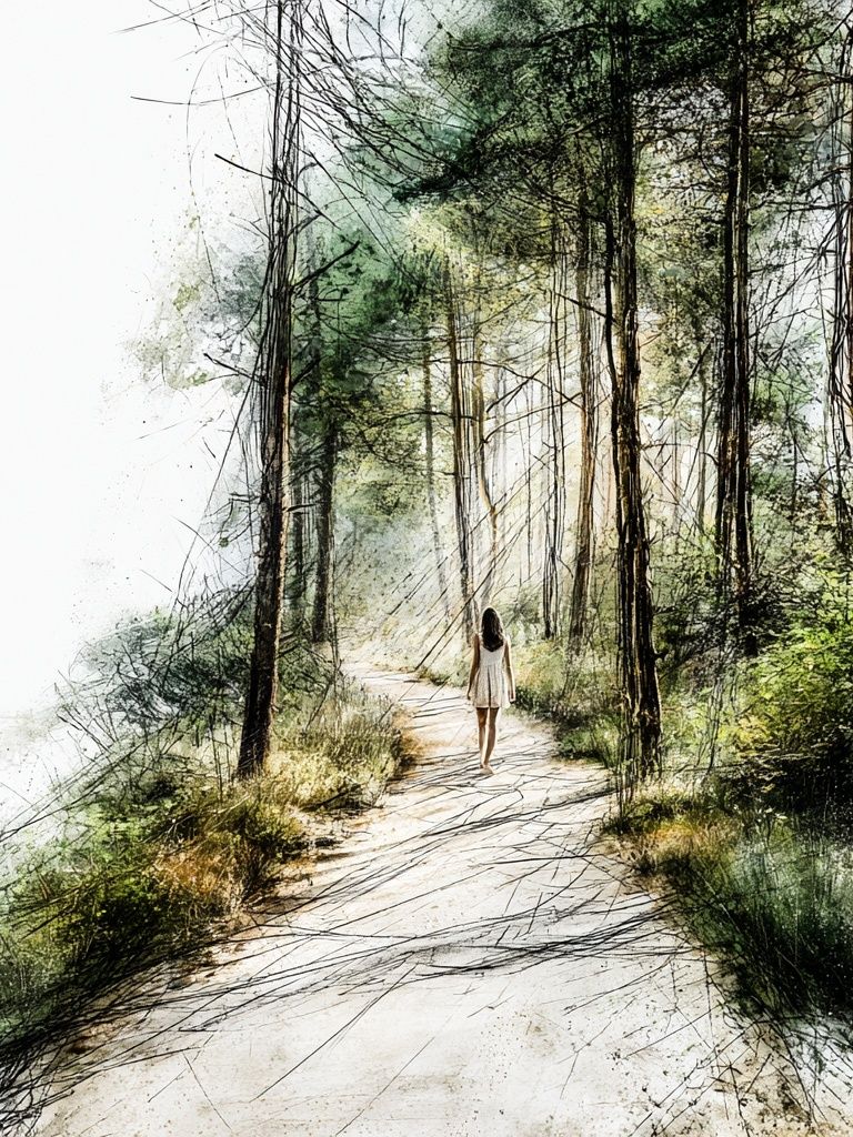 Forest Path Watercolor Poster. poster — illustration art