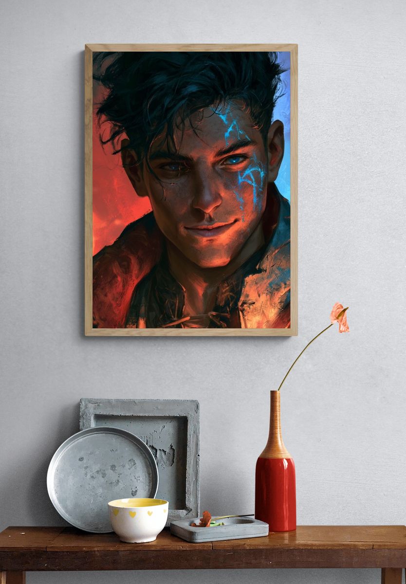 Mystic Warrior Portrait Print. — room view 3