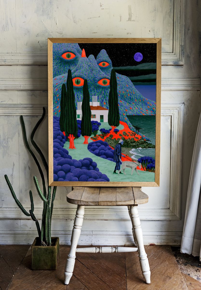 Surreal Moonlit Landscape Print. — room view 1