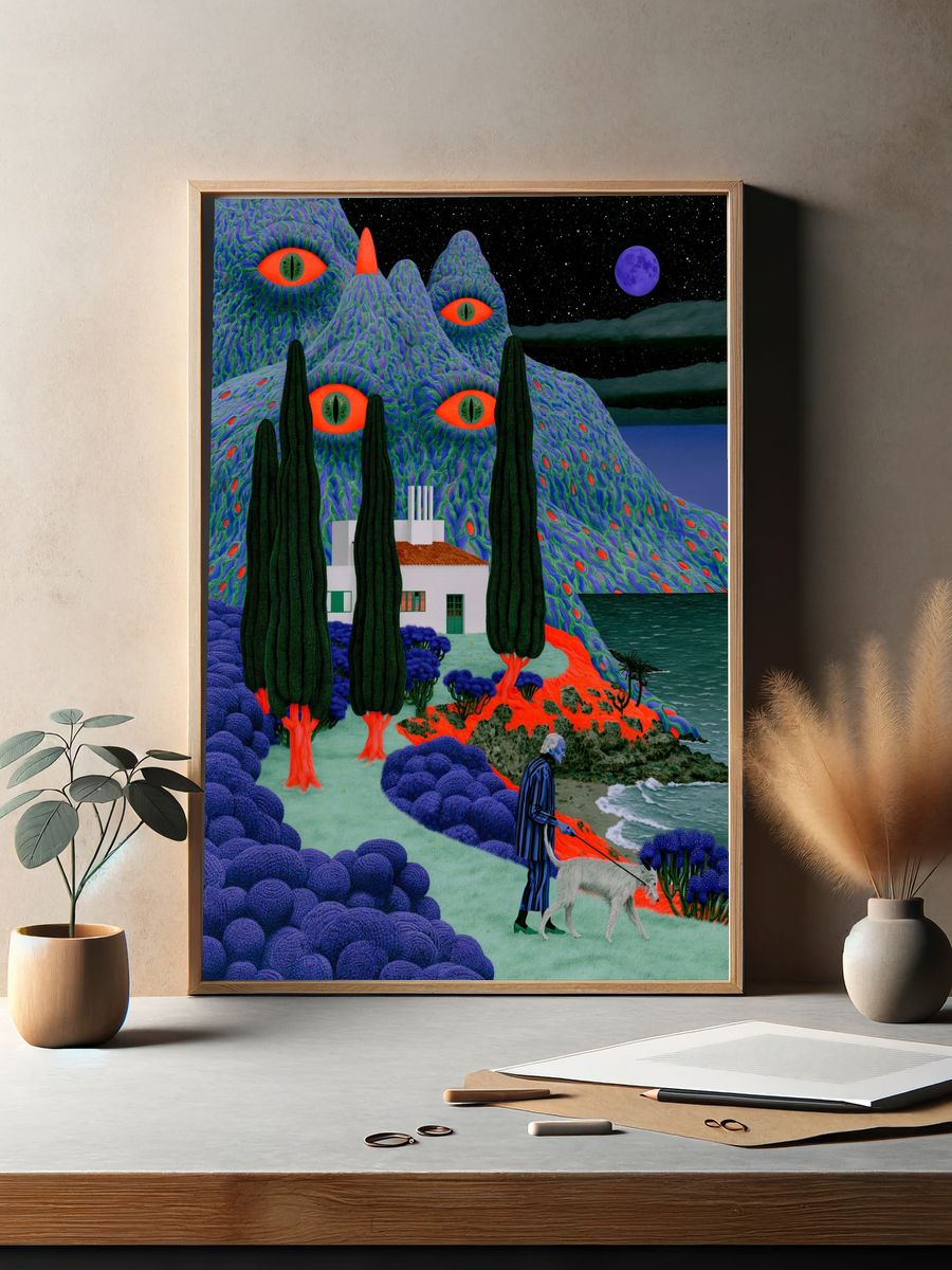 Surreal Moonlit Landscape Print. — room view 2