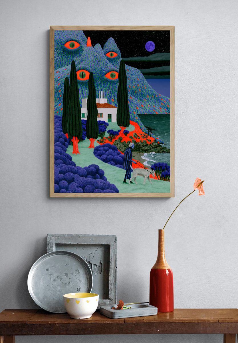 Surreal Moonlit Landscape Print. — room view 3