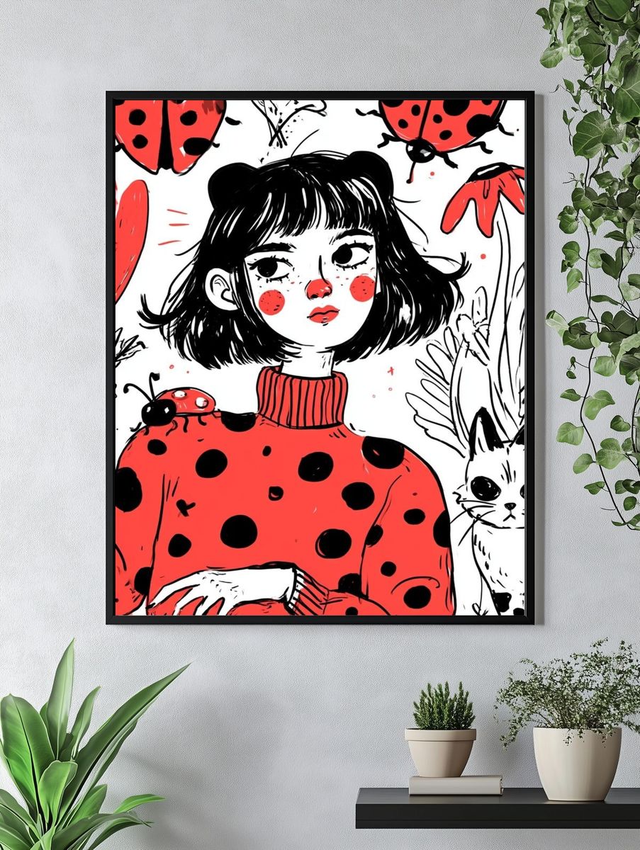 Ladybug Girl Illustration Poster. — room view 4