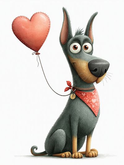 Heart Balloon Dog Illustration Poster. poster print