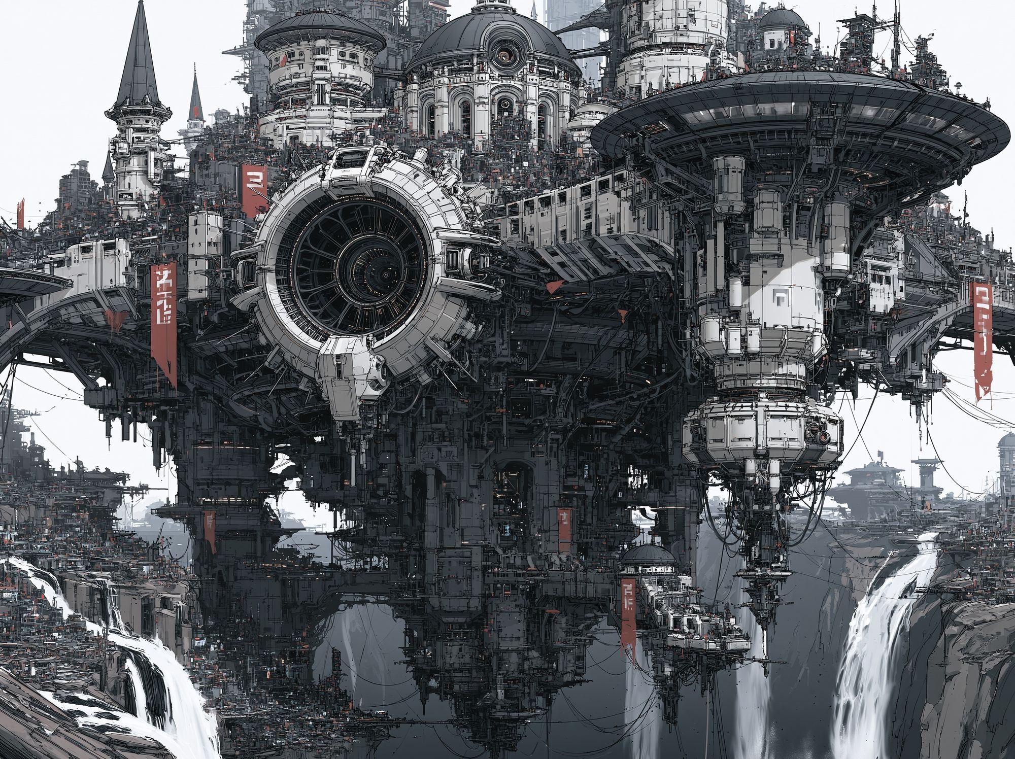 Floating Sci-Fi Citadel Illustration Poster. poster detail
