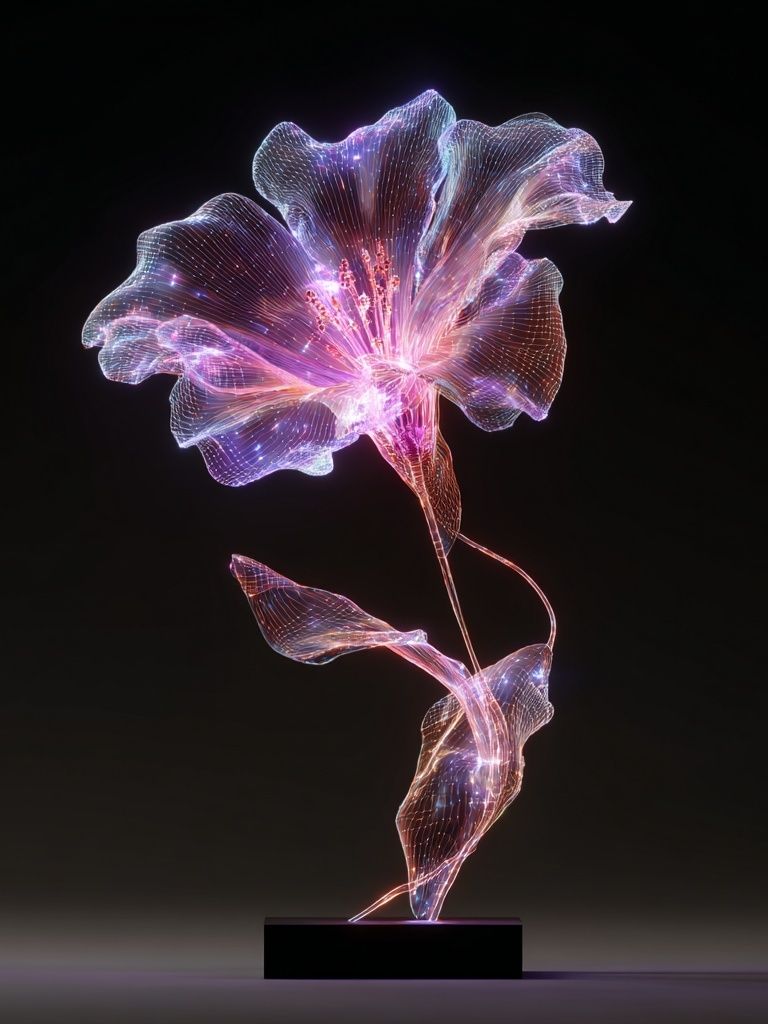 Glowing Digital Flower Illustration Poster. poster detail