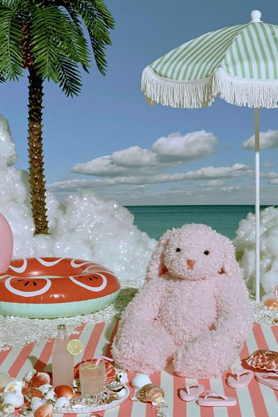 Pastel Beach Bunny Illustration Poster. poster print