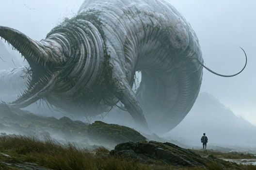 Surreal Giant Creature Landscape Print. poster detail