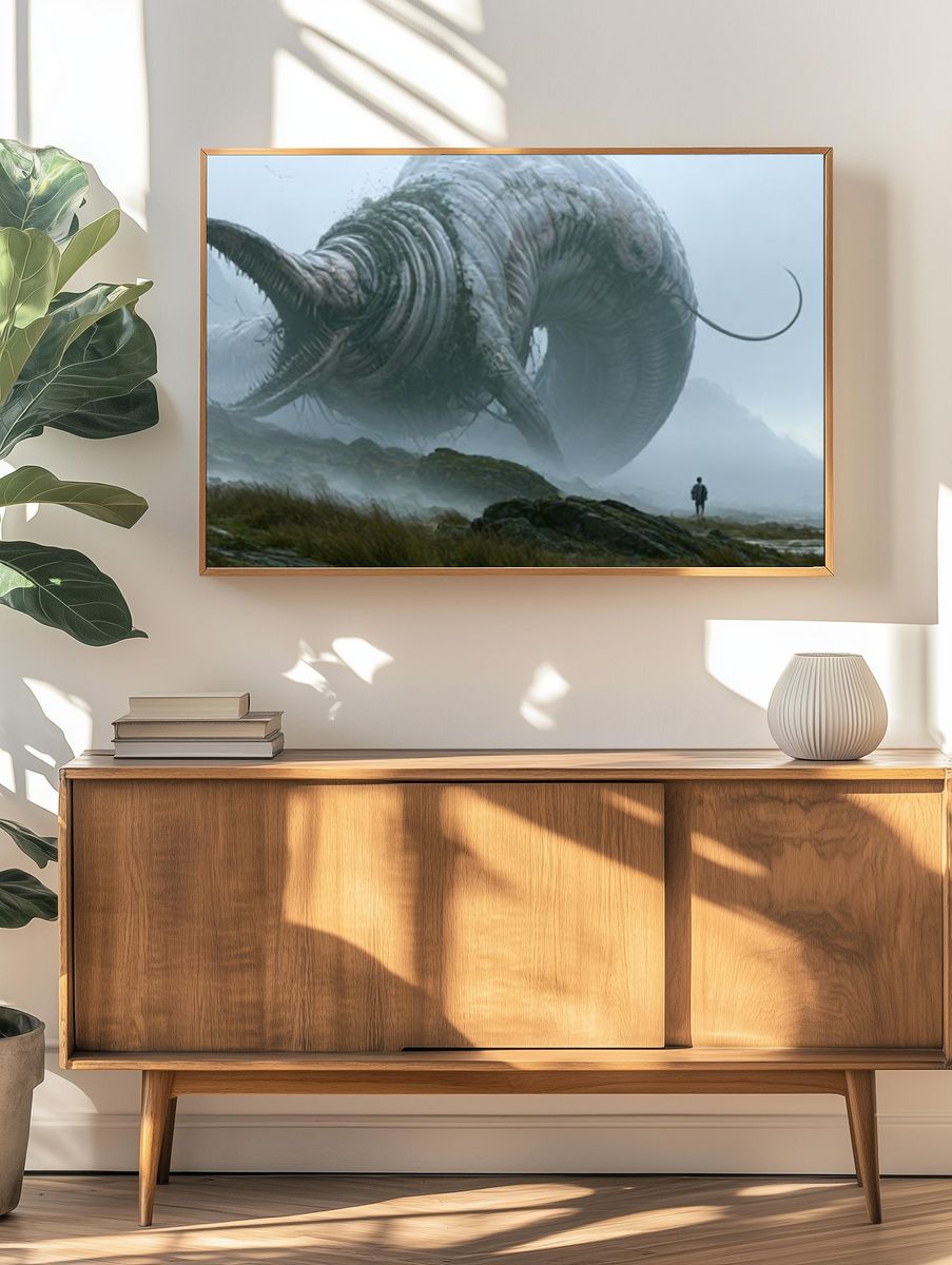 Surreal Giant Creature Landscape Print. — room view 3