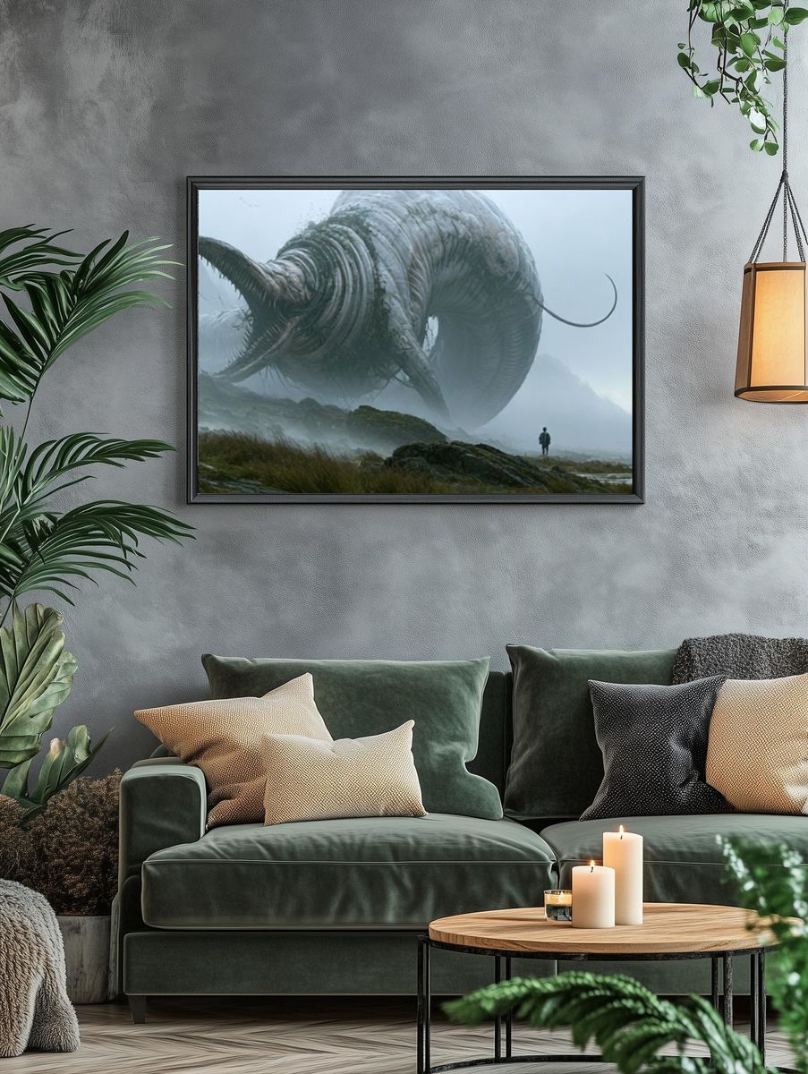 Surreal Giant Creature Landscape Print. — room view 4
