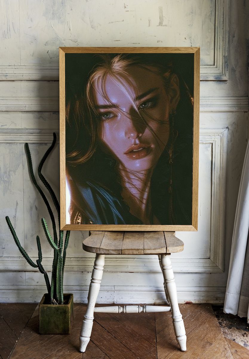 Moody Portrait Illustration Poster. — room view 1