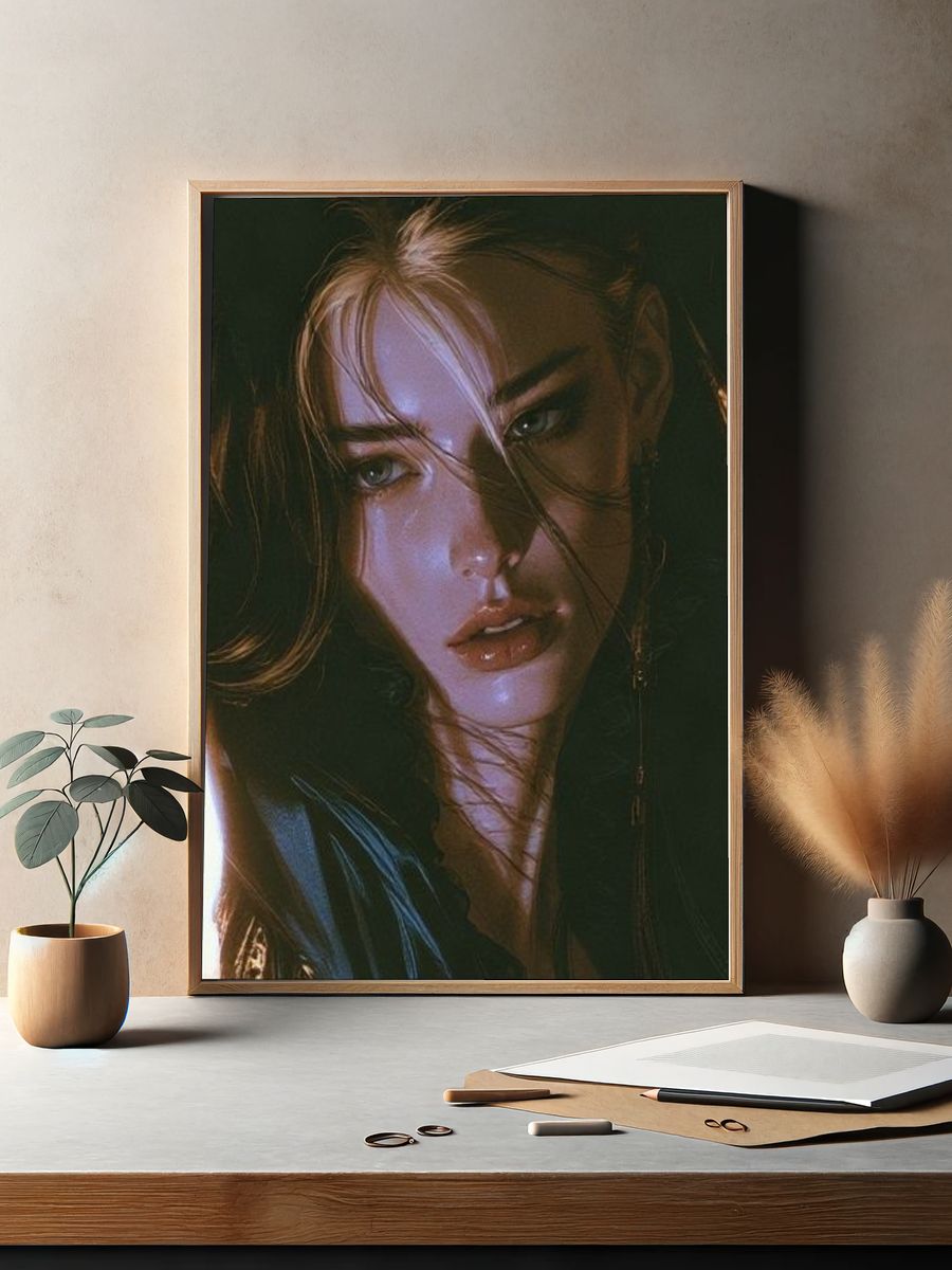 Moody Portrait Illustration Poster. — room view 2