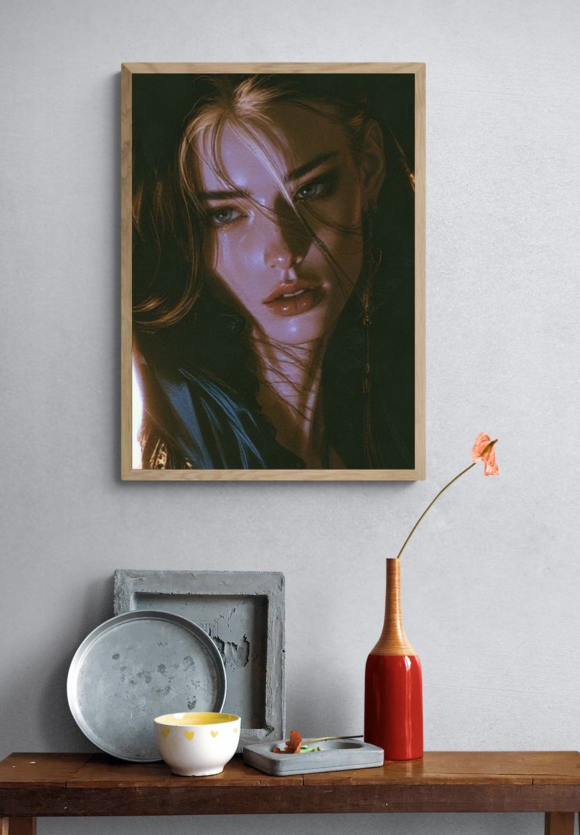 Moody Portrait Illustration Poster. — room view 3