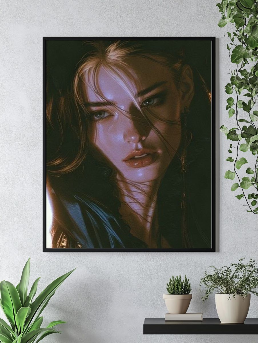 Moody Portrait Illustration Poster. — room view 4