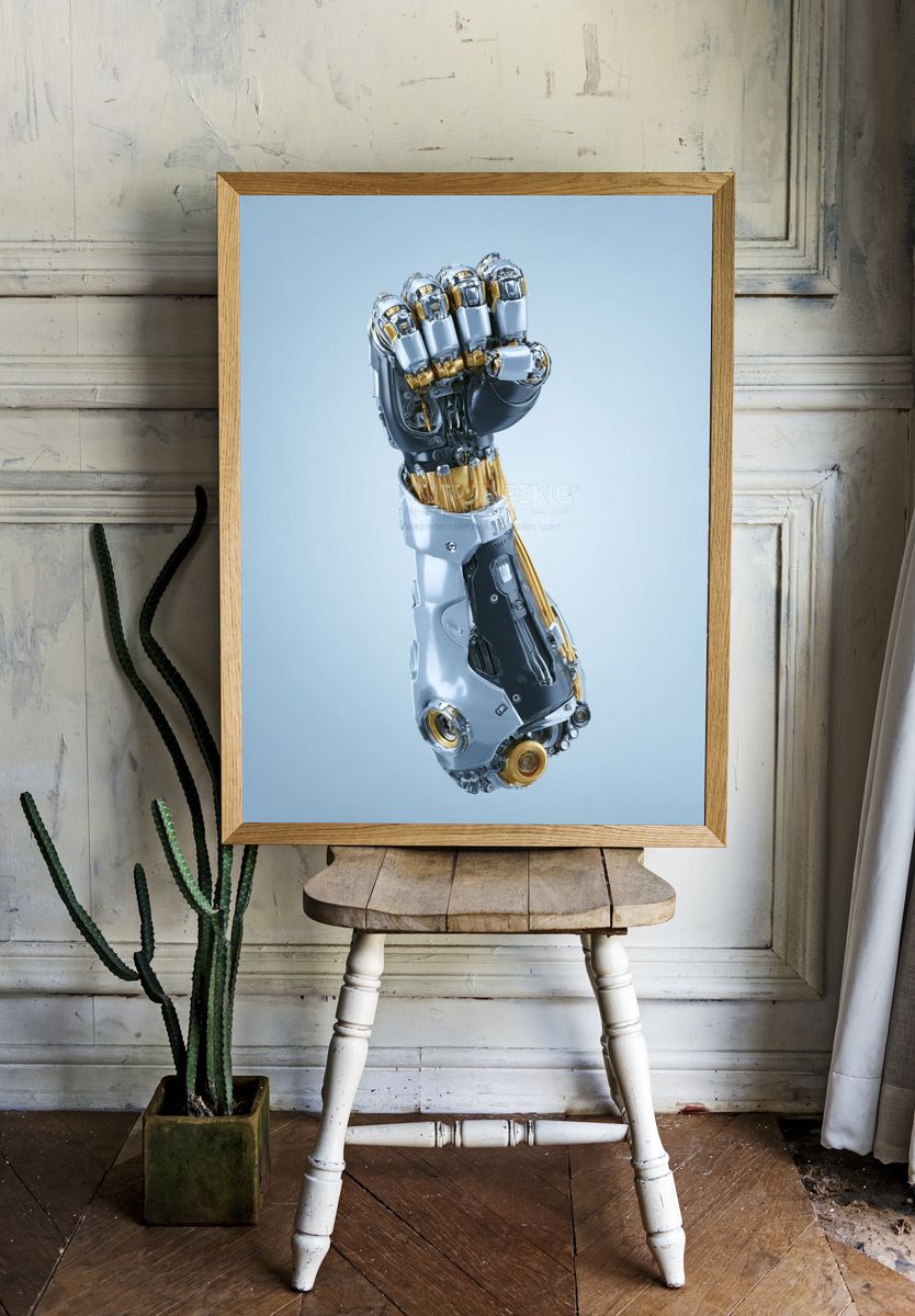Robotic Fist Digital Art Print. — room view 1