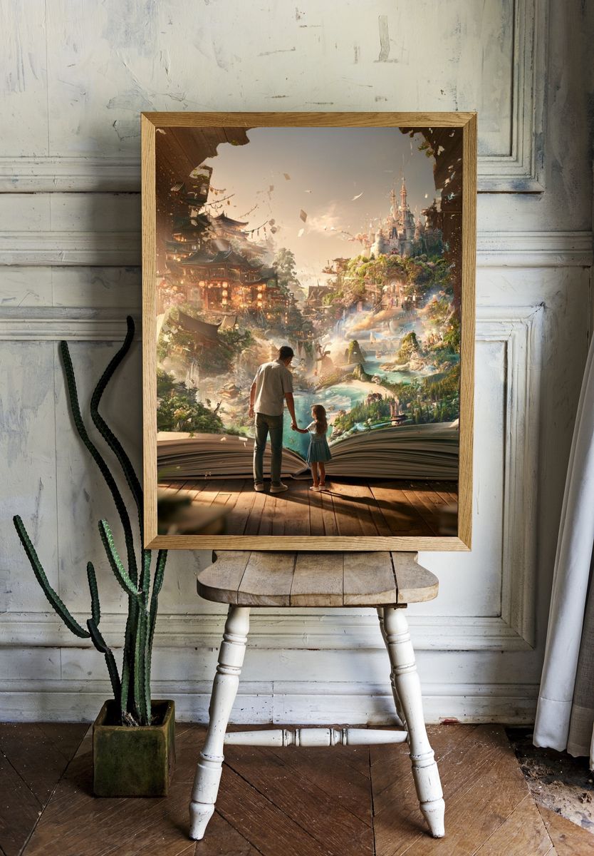 Fantasy Storybook World Illustration Print. room preview