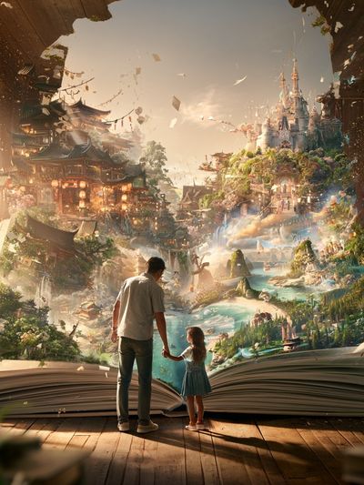 Fantasy Storybook World Illustration Print. poster