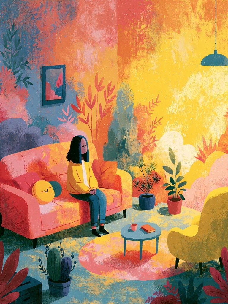 Cozy Colorful Interior Illustration Poster. poster — illustration art