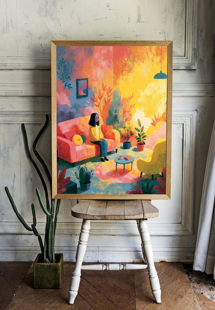 Cozy Colorful Interior Illustration Poster. room preview