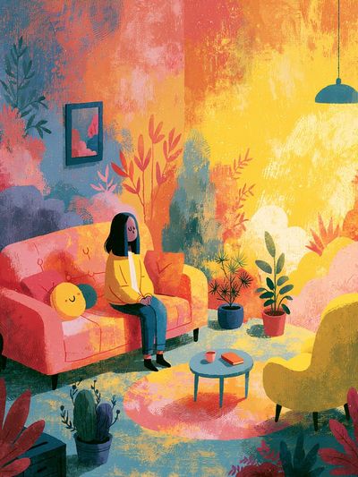 Cozy Colorful Interior Illustration Poster.