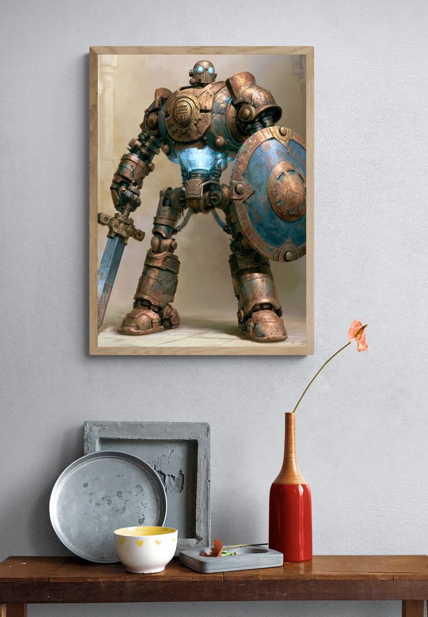 Steampunk Robot Warrior Print. — room view 3
