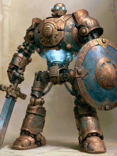 Steampunk Robot Warrior Print.