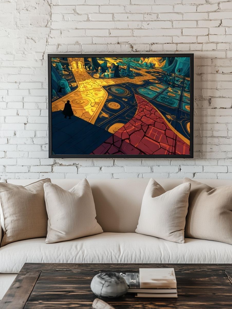 Surreal Mosaic Path Illustration Poster. — room view 1