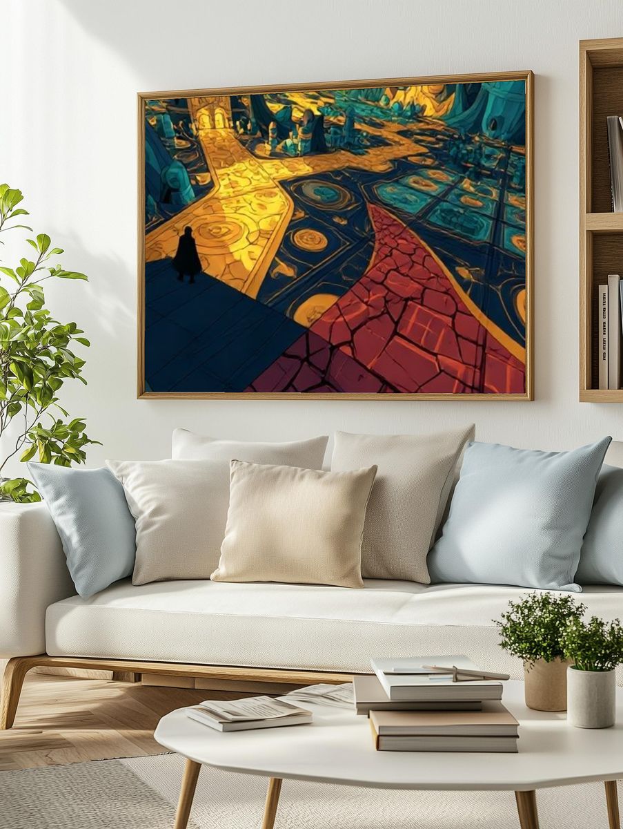 Surreal Mosaic Path Illustration Poster. — room view 2