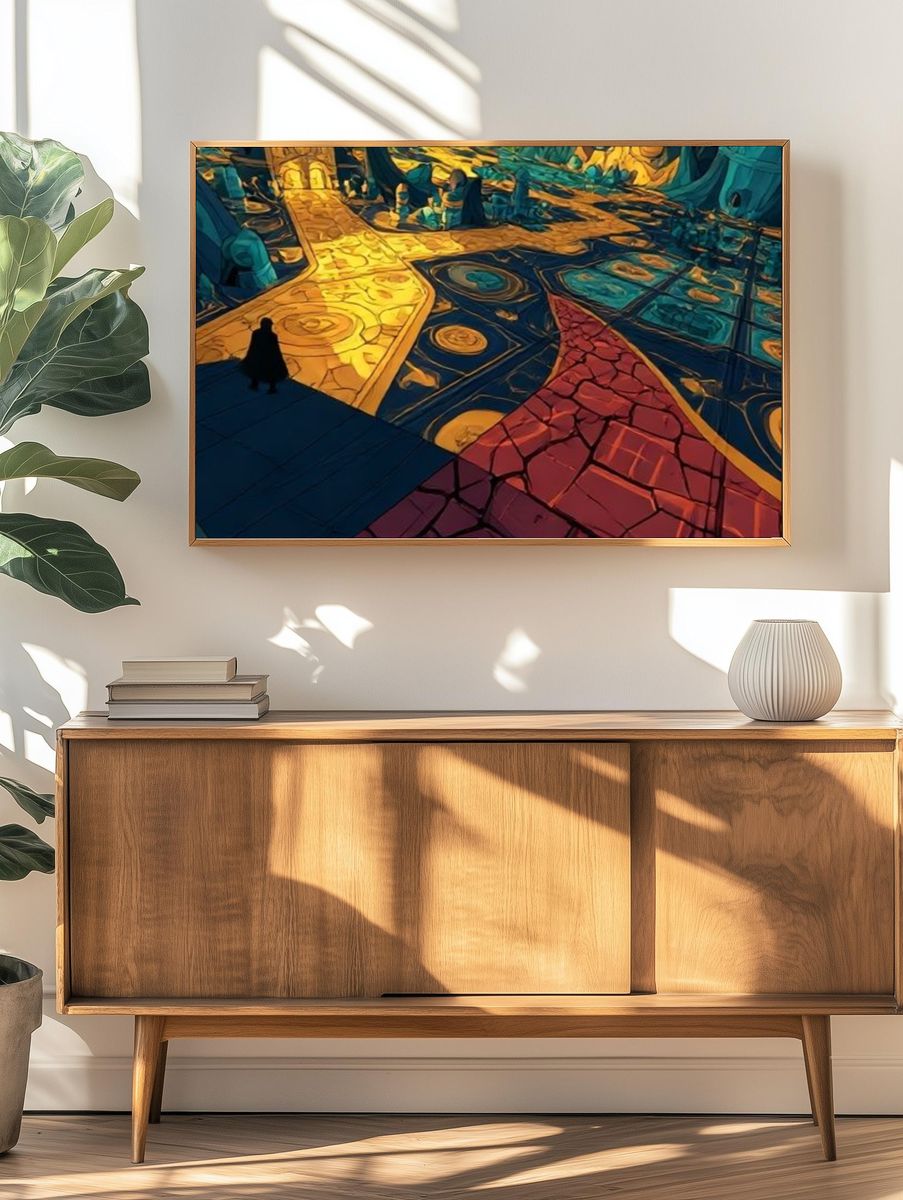 Surreal Mosaic Path Illustration Poster. — room view 3