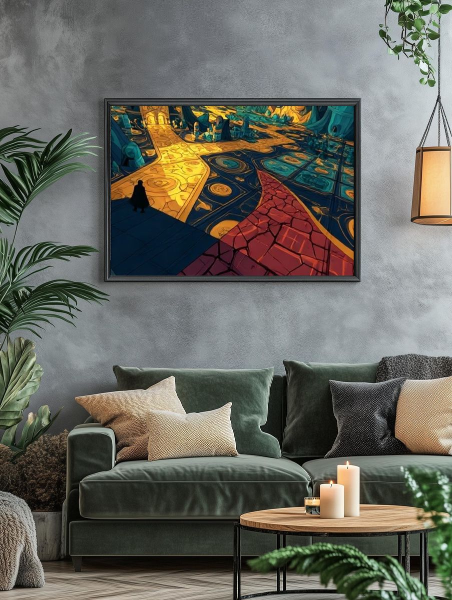 Surreal Mosaic Path Illustration Poster. — room view 4