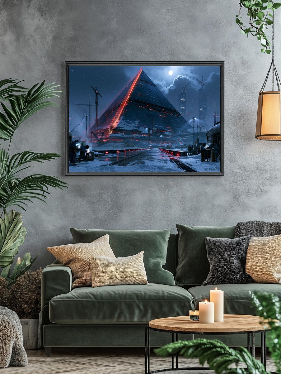 Futuristic Pyramid Cityscape Poster. — room view 4