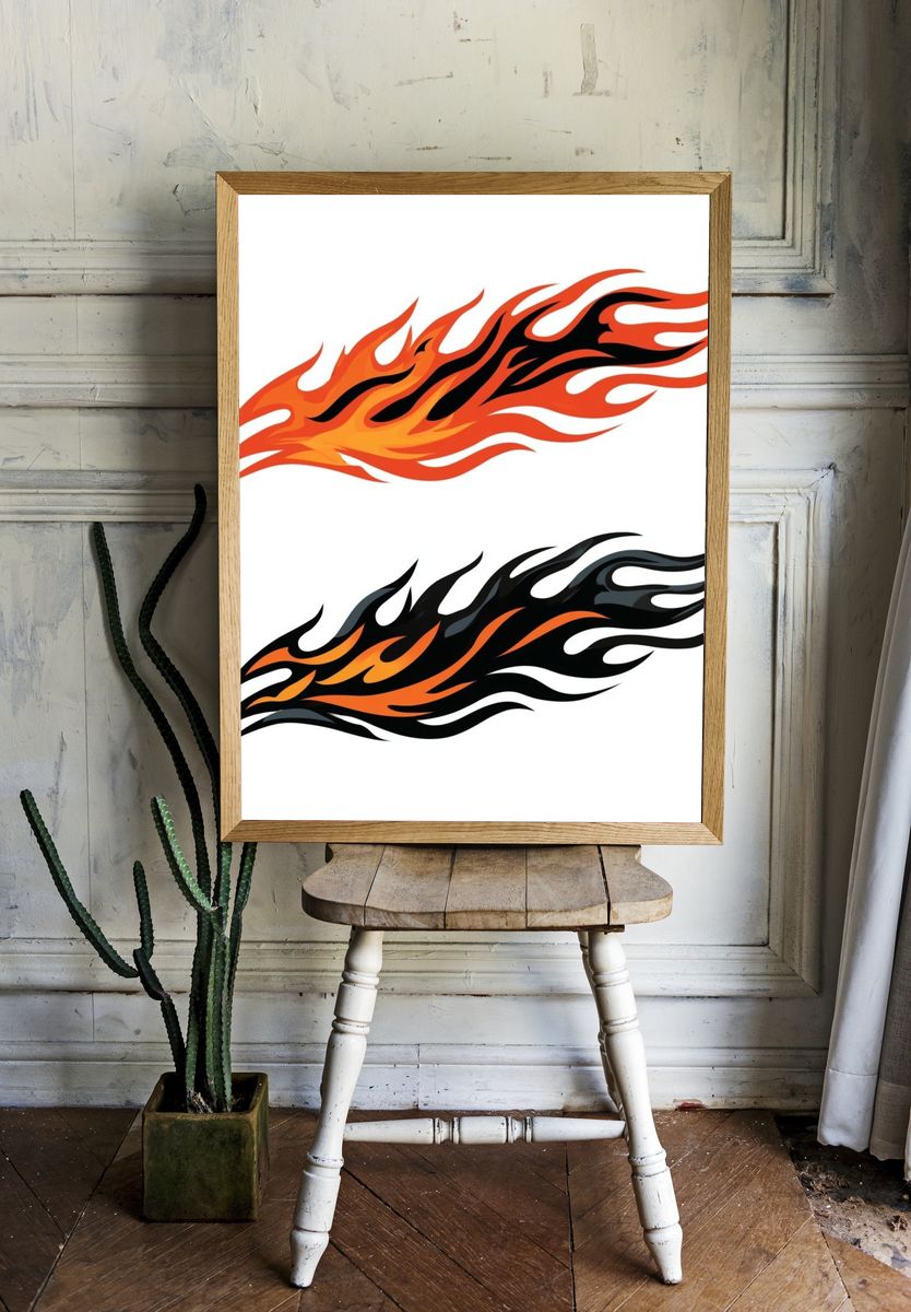 Flame Tribal Illustration Poster. — room view 1