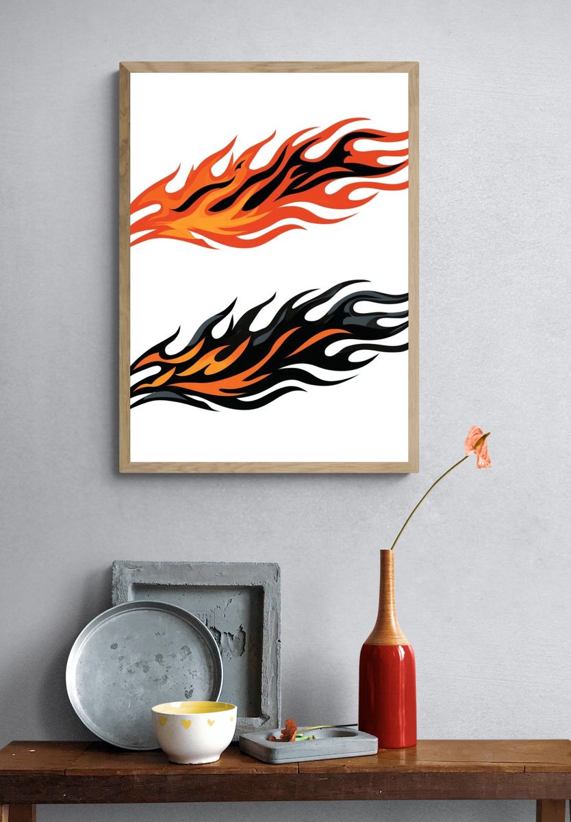 Flame Tribal Illustration Poster. — room view 3
