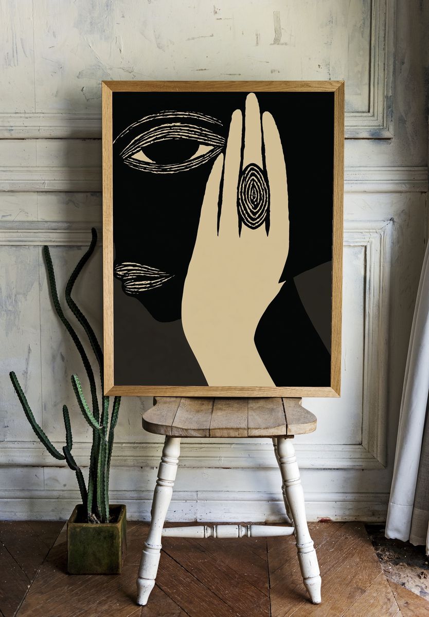 Abstract Face Line Art Poster. room preview
