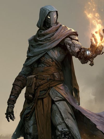 Mystic Hooded Warrior Illustration Poster. poster