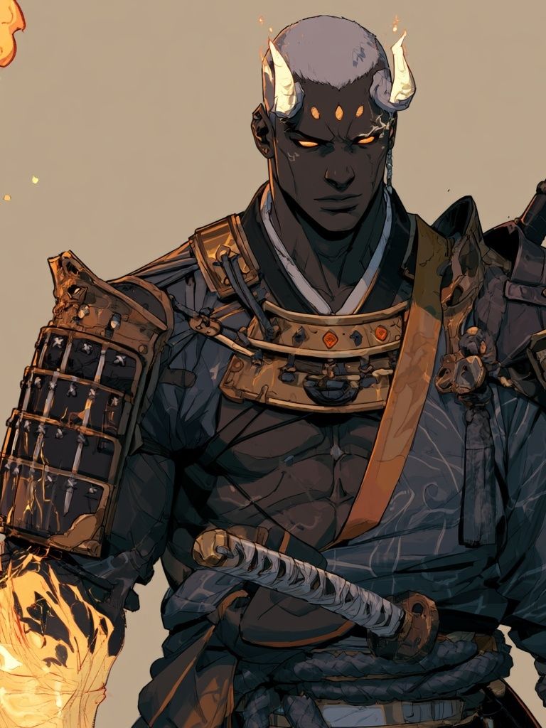 Demon Samurai Digital Art Poster. poster detail