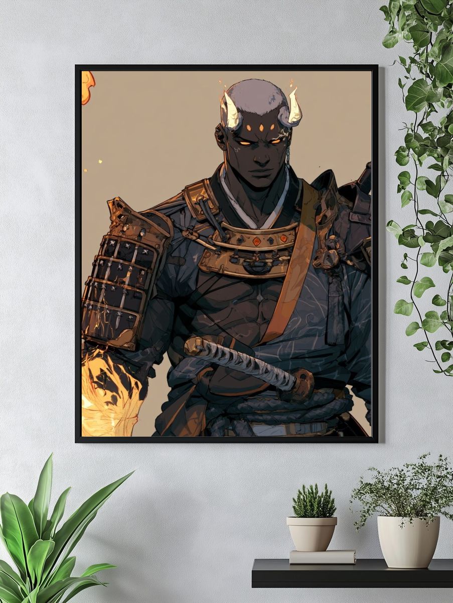 Demon Samurai Digital Art Poster. — room view 4