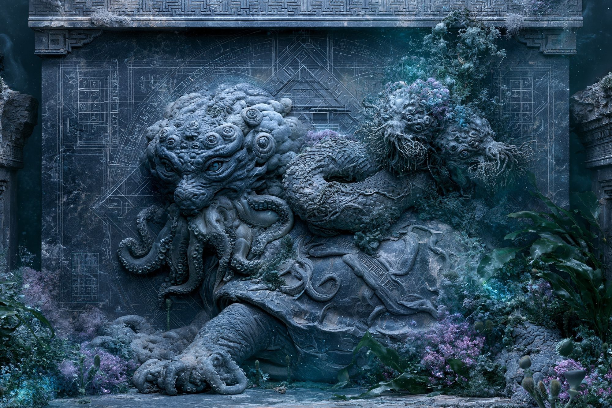 Mythic Sea Guardian Illustration Print. poster detail