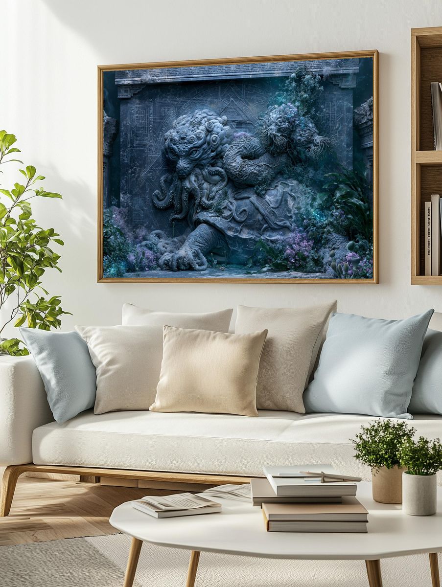 Mythic Sea Guardian Illustration Print. — room view 2