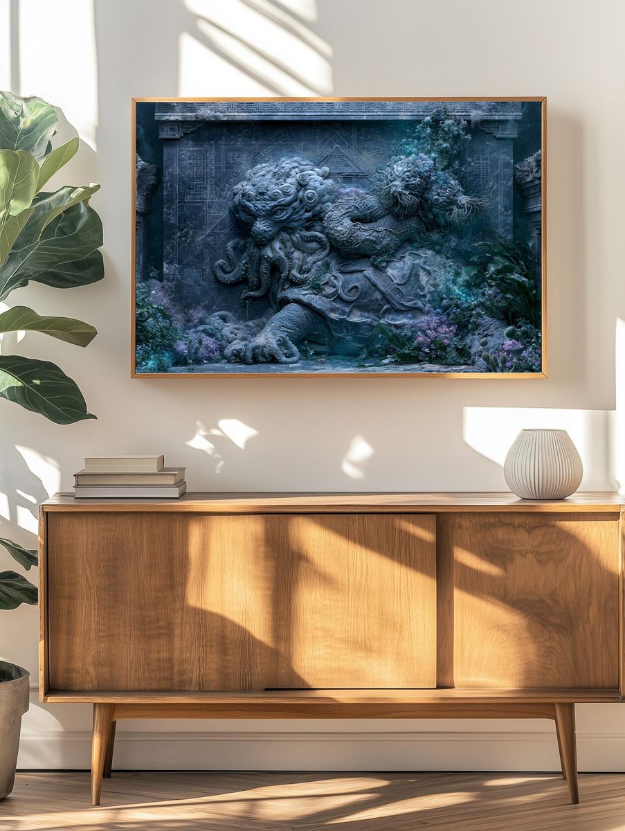 Mythic Sea Guardian Illustration Print. — room view 3
