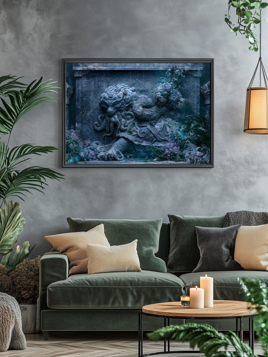 Mythic Sea Guardian Illustration Print. — room view 4